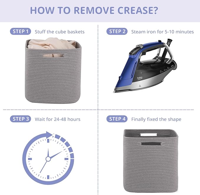 OIAHOMY Storage Cubes, 13 Inch Cube Storage Organizer, Collapsible Storage Bins, Baskets for Organizing, Storage Bins for Shelves-Grey, 2-PACK