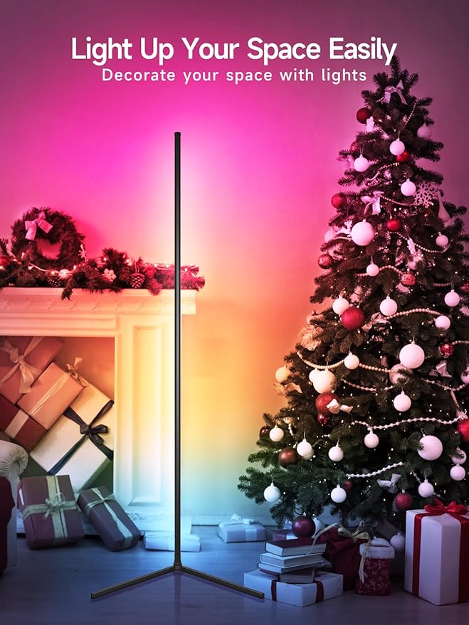 Corner Floor Lamp, RGB LED Corner Lamp with Music Sync, Smart App and Remote Control Color Changing Ambience Light, 16 Million Colors for Bedroom, Living Room Gaming Room (2pcs)