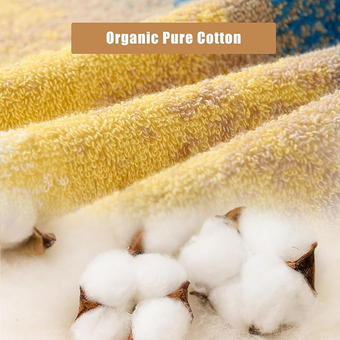 SEMAXE Hand Towels for Bathroom, 100% Cotton Towels with Hanging Loops, Soft & Highly Absorbent, 12 Pack Hand Towel Set for Gym, Shower, Hotel, Spa and Kitchen, Colorful Towel - Beach Collectio