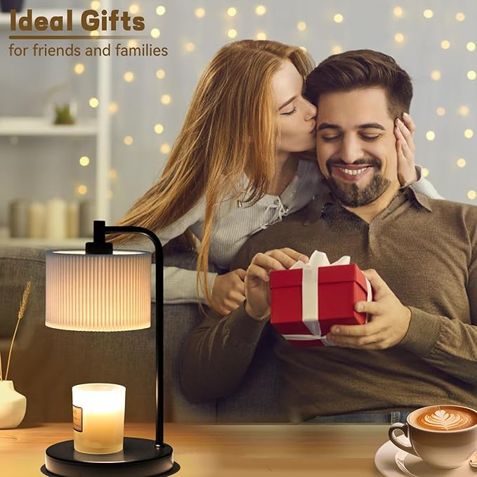 Candle Warmer Lamp with Timer, Dimmable Candle Wax Warmer Electric Candle Lamp for Scented Candles with Bulbs, House Warming Gifts Brithday Gifts Home Decor(Black)