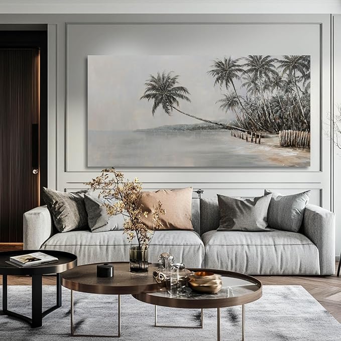 GAIDUOMAI Palm Tree Wall Art Island Picture Wall Decor Mountain Canvas Art Seascape Painting for Living Room Office Hotel Wall Hanging Decor 24x48 Inch