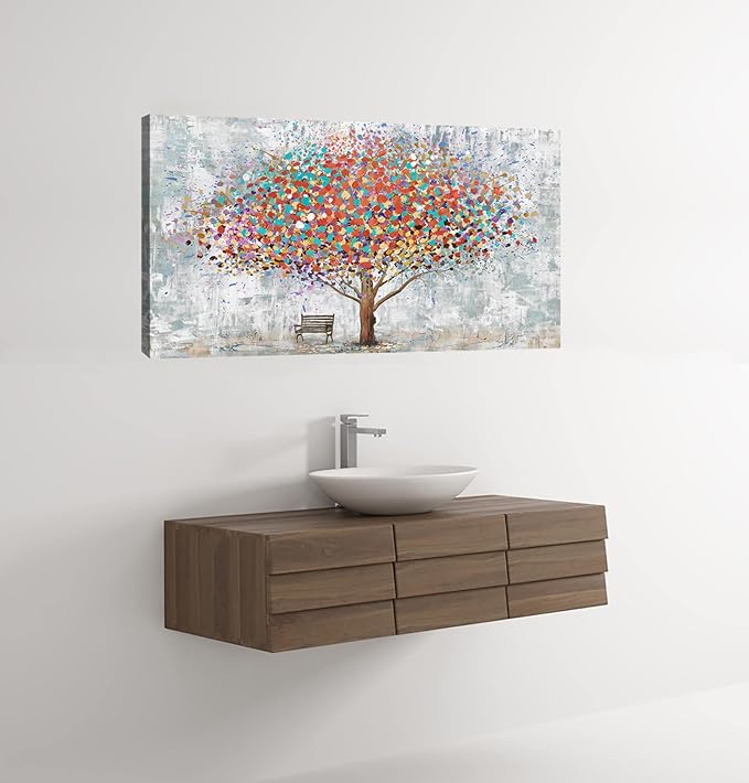 DZL Art H71150 Tree Wall Art Canvas Prints Paintings Abstract Colorful Tree Painting Landscape Modern Artwork for Living Room Bedroom Office Home Wall Decoration Decor