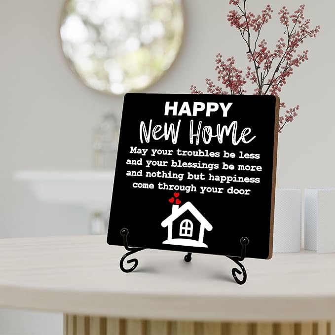 Housewarming Gifts, New Home New Adventure Memories Welcome Home Decorations, Best Gift Ideas for Family Couple, 5 x 5 Inches Living Room Bedroom Kitchen Bathroom Decor-072