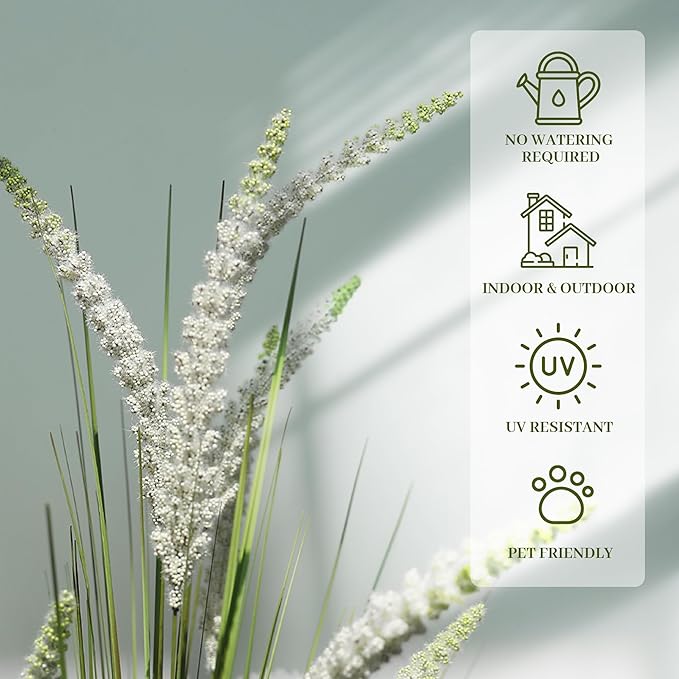 KOL 59in 2-Pack Artificial Veronica Spiked Speedwell Grass Plant, 5ft Faux Veronica Spicata Flower, Tall Fake Horsetail Grasses for Home Office Garden Wedding Decor, Indoor Outdoor, Yellow