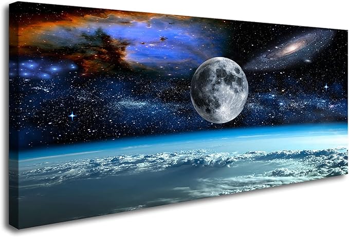 XXM WallArt FC2562 Space View From Earth Canvas Wall Art Landscape Modern Decor Abstract for Living Room, Bedroom, Kitchen, Home and Office