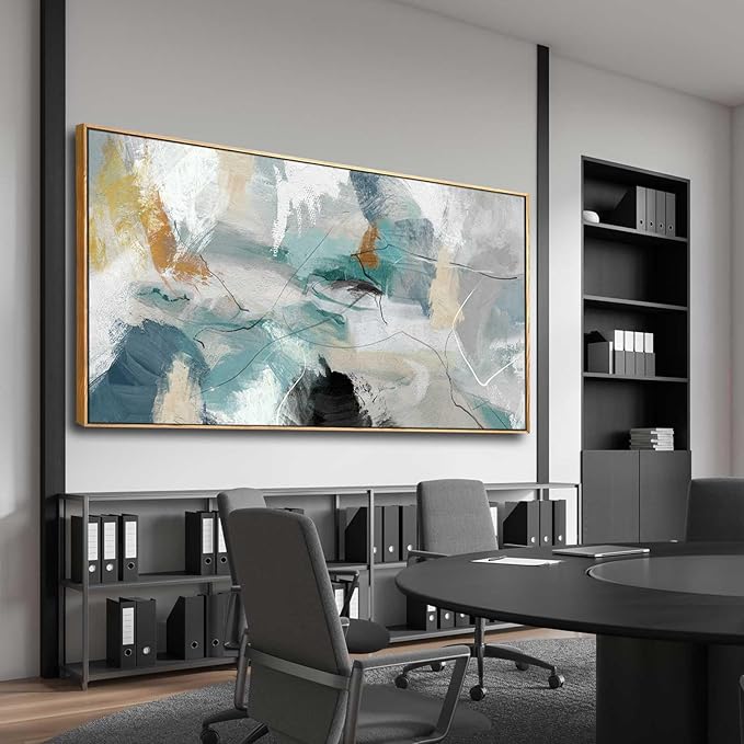 Kureful Large Canvas Wall Art Minimalist Decor Living Room Pictures Grey Wall Decor Hand Painted Artwork for Bedroom Kitchen Hotel Wall Decoration 30x60 Inch