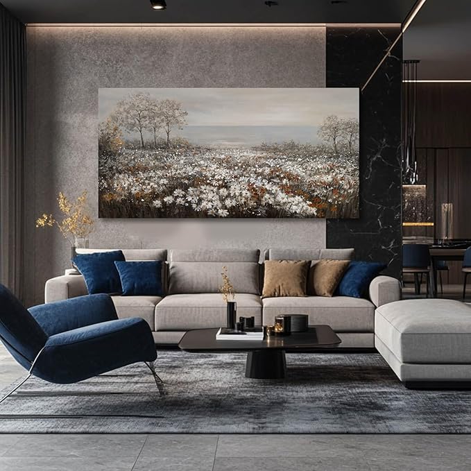 GAIDUOMAI Wildflower Wall Art Rustic Farmhouse Wall Decor Countryside Canvas Prints for Bedroom Large Landscape Painting for Living Room Hallway Decor 29x58 Inch