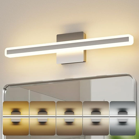 24 inch LED Vanity Lights Brushed Nickel Bathroom Light Fixture Bathroom Vanity Lights Over Mirror Vanity Lighting Fixtures 5 Color Temperature Dimmable Led Light Bar 5CCT