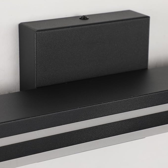 SineRise 16-Inch LED Modern Bathroom Vanity Light Bar, Matte Black Modern Acrylic Bathroom Wall Lighting Fixtures Over Mirror (Cool White 6000K)