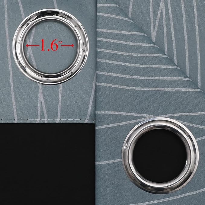 Estelar Textiler Stone Blue and Greyish White Blackout Curtains 45 Inch Length 2 Panels, Light Blocking Gradient Drapes for Kitchen, Thermal Insulated Grommet Ombre Curtains for Bathroom,52Wx45L