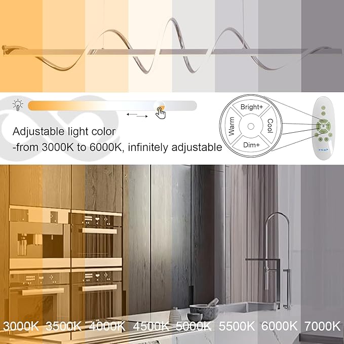 47.24" Modern Chandelier Led Pendant Light for Kitchen Island Lighting Dimmable Modern Led Chandelier for Dining Room Over Table,Creative Snake-Shaped Twist Design Kitchen Ceiling Hanging