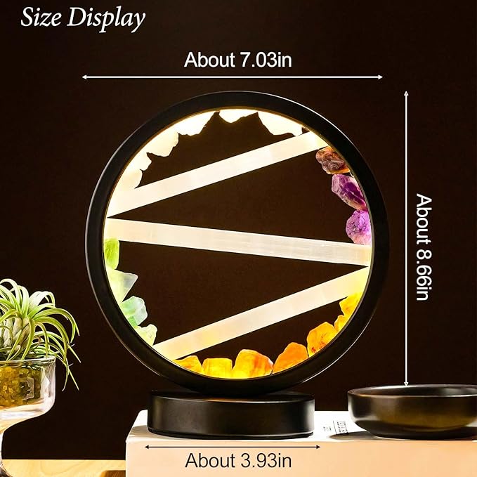 Runyangshi Crystal Table Lamp Night Light Natural Selenite & Colour Crystal Raw Stone Bedside Lamp with 3 Adjustable Light Colours Suitable for Home Decoration, Bedroom Office Desk Lighting