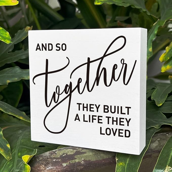 Romantic Bedroom Wooden Box Sign, They Built A Life They Loved, Home Master Bedroom Decor, Motivational Home Desk Farmhouse Decorations, Wedding Marriage Valentine's Day Gifts Him Her