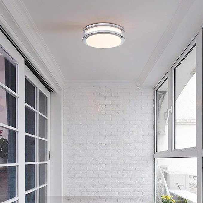 2 Pack Brushed Nickel Ceiling Light, 10 Inch LED Ceiling Light Fixture for Bathroom,17W, 2700K/3000K/3500K/4000K/5000K Adjustable Ceiling Lighting for Bedroom Kitchen Hallway Living Room