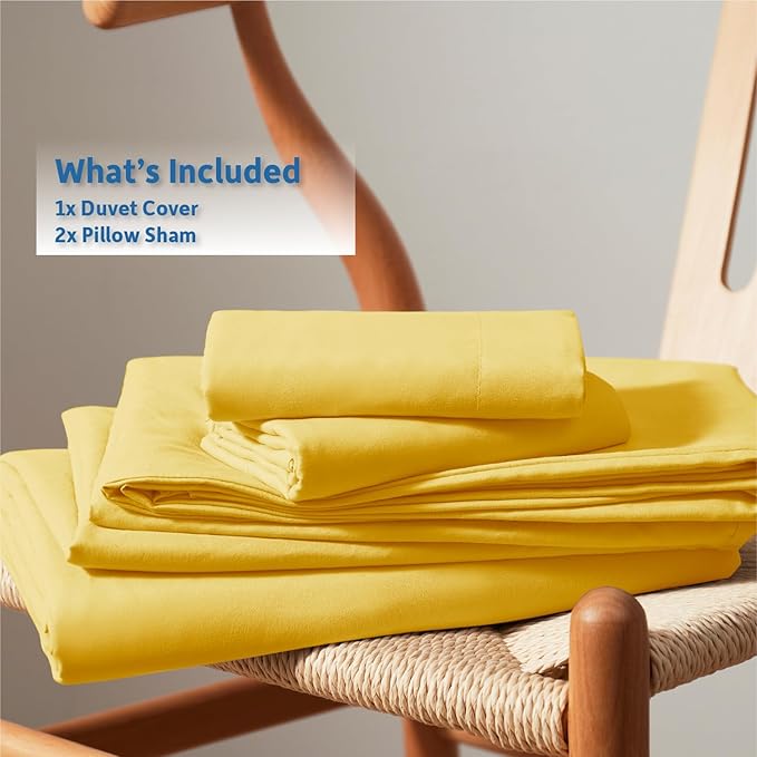 Nestl Yellow California King Duvet Cover Sets - Soft Double Brushed Cal King Duvet Cover, 3 Piece, with Button Closure, 1 Duvet Cover 104x98 inches and 2 Pillow Shams