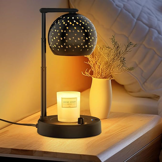 Candle Warmer Lamp, Gifts for Men Women, Candle Warmer with Timer and Dimmer, Electric Wax Melt with 2 Bulbs, Housewarming Gift New Home Room Decor