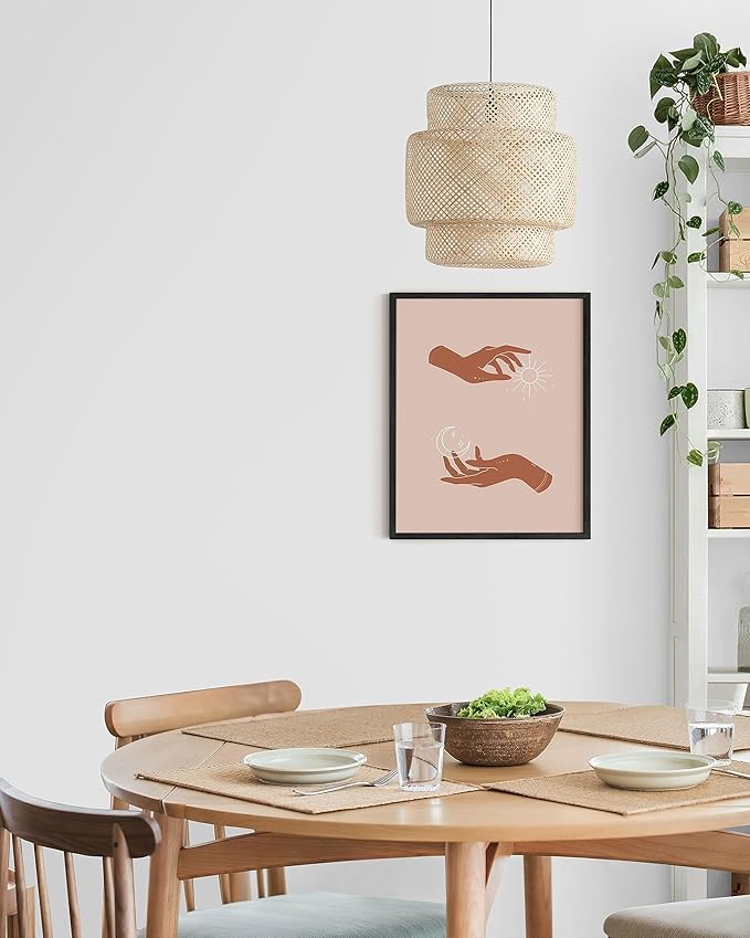 HAUS AND HUES Sun and Moon Art Astrology Posters - Spiritual Wall Art and Celestial Hands Top and Bottom Astrology Room Decor Posters Spiritual Boho Prints Wall Art and Prints (Black Frame, 16x20