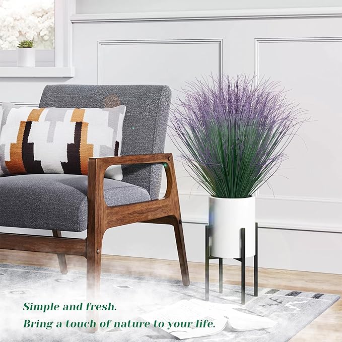 12Pcs Artificial Grass Plants, Faux Shrubs Wheat Grass, Artificial Tall Grass Fake Plants for Outdoor Decor,Artificial Greenery Stems Weed for Room Indoor Home Decor(Green Purple Tail)