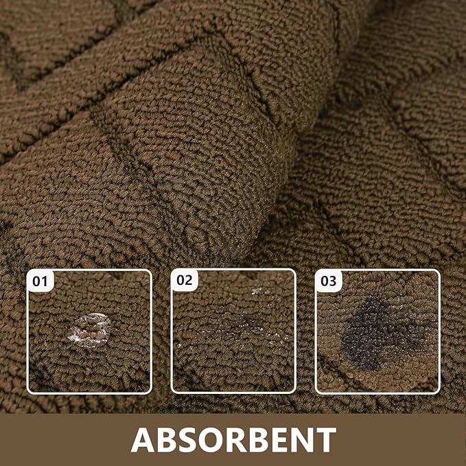 Kitchen Rugs and Mats Sets,2 Pieces Polypropylene Non-Slip Super Absorbent Rug,Soft Comfort Floor Mat,Machine Wash for Kitchen,Hallway,Office,Sink,Laundry(20" x 31.5" Plus 20" x 59",Dark Brown)
