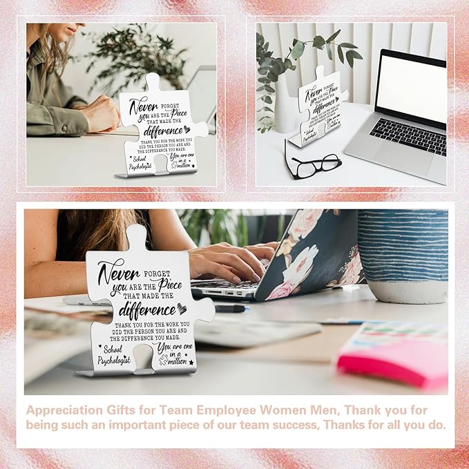 School Psychologist Gifts, Thank You Appreciation Gifts for School Psychologist Week Birthday Christmas Office Desk Decor Puzzle Piece Decorative Signs Plaques YCC27