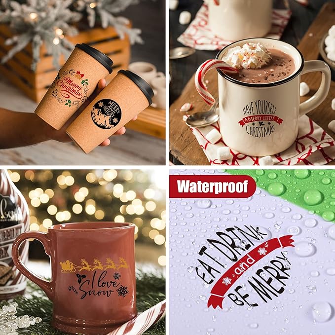 Epakh 45 Pcs Large Christmas Inspirational Vinyl Stickers for Crafts Scrapbooking Christmas Ball Bottle Decals Positive Word Window Stickers Motivational Quote Wall Decal, 45 Color Words(Simple Style)