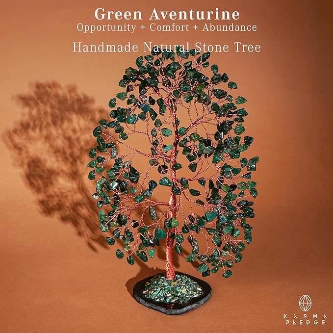 Crystal Trees for Home and Office Decoration, Green Aventurine Chakra Healing Crystals Feng Shui Handmade Trees for Positive Energy, Money, Good Luck, Christmas Decor, Birthday Gifts for Women, Mom