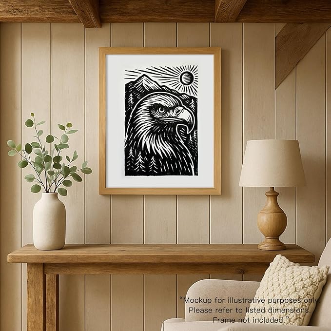 Caelumis Vintage Wall Art Decor Prints Black And White Pictures Posters For Farmhouse Living Bedroom Bathroom Room kitchen Handmade Unframed (Eagle 12x16in)