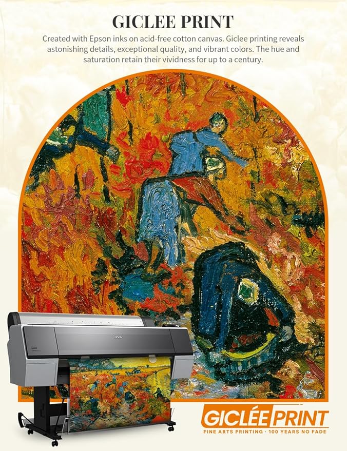 DECORARTS - The Red Vineyards by Vincent Van Gogh, Large Giclee Canvas Print with Solid Wood Frame, Oversized Wall Art Decor