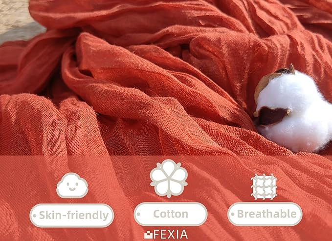 FEXIA 3 Pack Terracotta Table Runner 35x120 Inches for Baby Shower Decoration Gauze Rustic Table Runner for Wedding Party First Communion Centerpiece Engagement Bridal Shower Boho Decoration