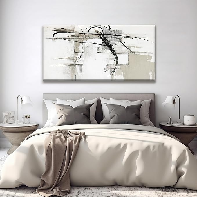 Tsomzxng Abstract Wall Art Modern Wall Decorations Maximalist Canvas Wall Art Decor Prints Black Line Artwork For Living Room Wall Bedroom Kitchen Office Artwork Ready To Hang 24"×48"