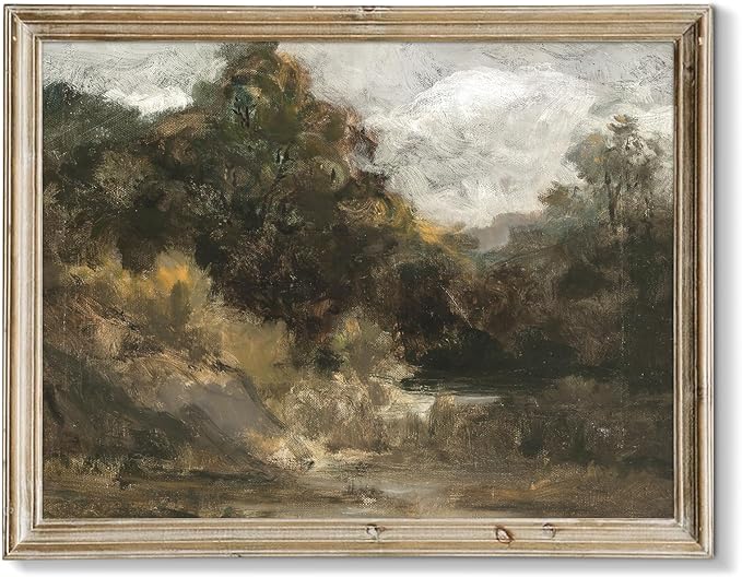 RETRART Vintage Home Decor, Moody Landscape Print - Wildflower Painting - Dark Autumn Print, 8" x 10" Unframed Canvas Prints for Bedroom Living Room Bathroom Wall Decor