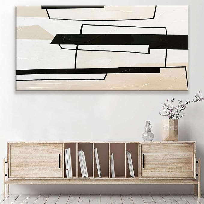 TAIJXAGSG Large Abstract Wall Art For Living Room Black Canvas Art Wall Decor White Wall Art Office Decoration Abstract Wall Decor For Home Bedroom Kitchen Artwork 29x58 Inch