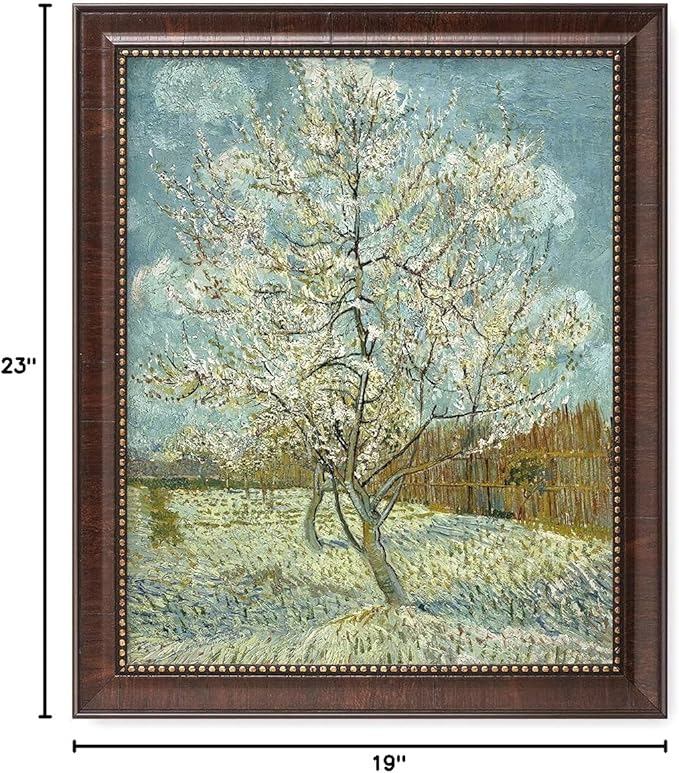 DECORARTS - The Pink Peach Tree - Vincent Van Gogh Giclee Prints w/Antique Brown Frame for Wall Decor. Picture Size: 16x20, Total Size w/Frame: 19x23