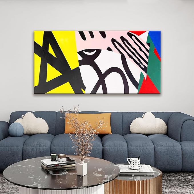 Tsomzxng Canvas Art Wall Decor Colorful Abstract Wall Art For Living Room Modern Canvas Prints Pictures Black And White Wall Art For Bedroom Hotel Home Wall Decor 24x48 Inch