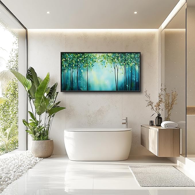 Lovira Green Forest Tree Large Wall Art Nature Landscape Canvas Wall Decor Pictures Prints Painting Framed Modern Artwork for Living Room Bedroom Bathroom Office 30"x60"