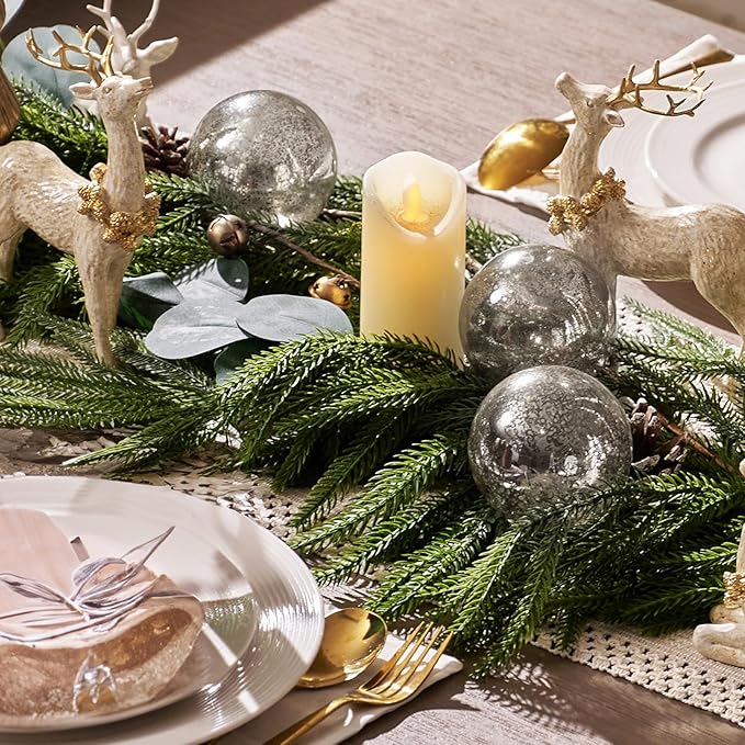 Christmas Ball Ornaments Set of 12pcs-3.15” Silver Mercury Glass Xmas Hanging Ball Decorations for Christmas Tree, Elegant Shiny Xmas Ornaments for New Year Thanksgiving Birthdays Holiday Party