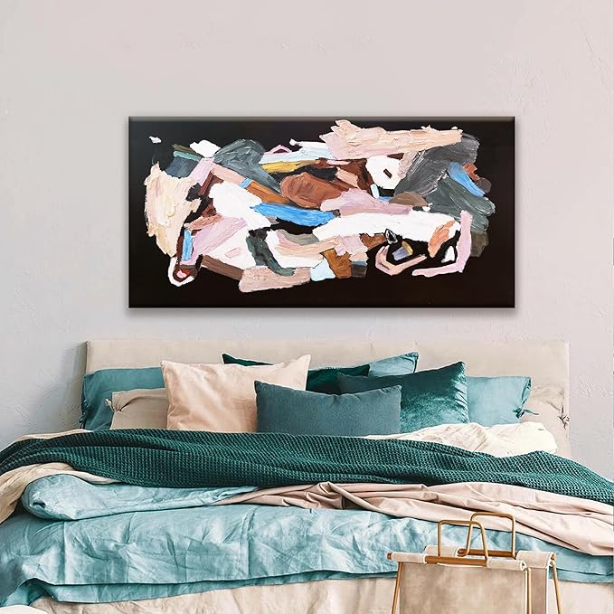 TAIJXAGSG Abstract Canvas Art Wall Decor Modern Minimalist Artwork Paintings Black Wall Art Prints Colorful Abstract Wall Art Line Art Bedroom Kitchen Office Bathroom Decor 20" × 40"