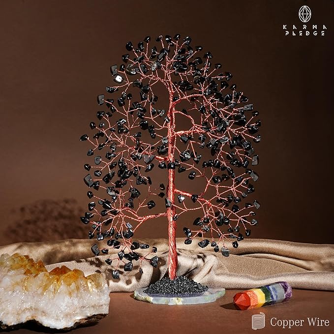 Crystal Trees for Home and Office Decoration, Blask Obsidian Chakra Healing Crystals Feng Shui Handmade Trees for Positive Energy, Money, Good Luck, Christmas Decor, Birthday Gifts for Women, Mom