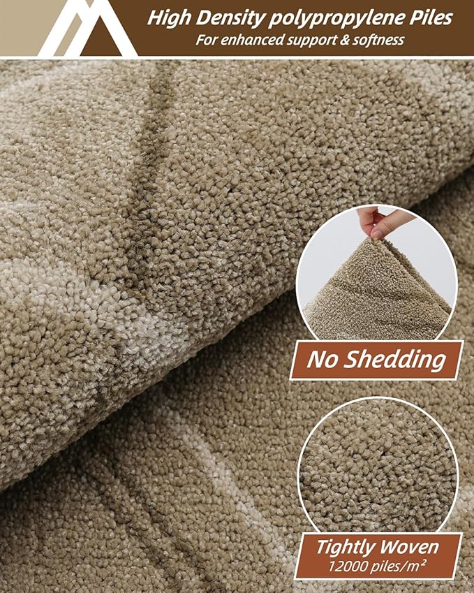 COSY HOMEER Kitchen Mats, 2 PCS Kitchen Rug Non Slip Washable, Absorbent Runner Rugs for Kitchen Floor, Polyester Kitchen Sink Rug 24"x36" + 24"x60"(Beige)