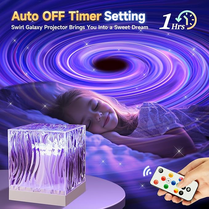 Flower Lamp Purple Pink Lights,18 Colors Cool Crystal Tornado Lamp Planetarium Projector,Dimmable Solar System Projector Decorative Flower Lights,Girly Pink Room Decor Aesthetic Purple Gifts for Women