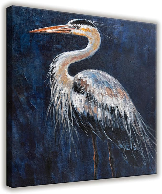 Tsomzxng Animals Wall Art Abstract Prints Paintings For Decor Rustic Heron Bird Canvas Artwork For Bedroom Office Wall Decor 13"X13" minimalist home decor