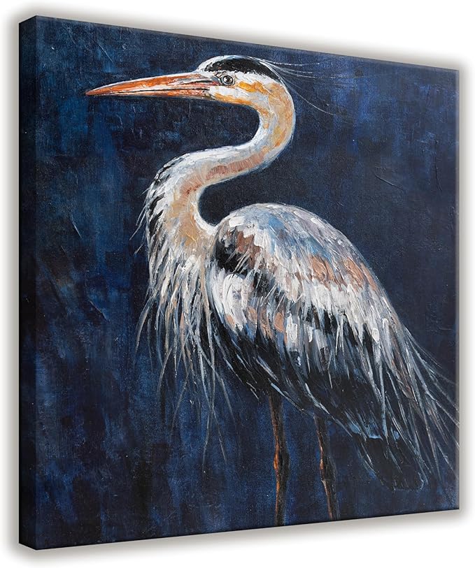 Tsomzxng Animals Wall Art Abstract Prints Paintings For Decor Rustic Heron Bird Canvas Artwork For Bedroom Office Wall Decor 13"X13" minimalist home decor