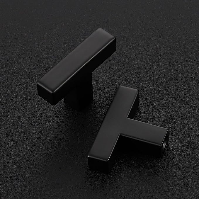 10 Pack Matte Black Cabinet Knobs - Kitchen Cabinet Knobs Black Cabinet Pulls for Kitchen Cabinet Drawer Stainless Steel Dresser Knobs for Cabinet Hardware 2in Length Single Hole Square