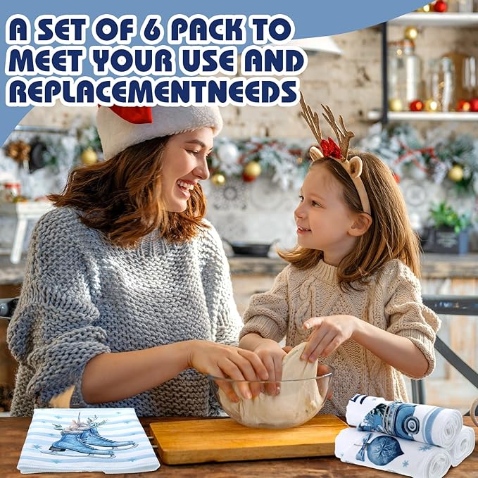 12 Pcs Christmas Kitchen Towels and Dishcloths Absorbent Christmas Tree Reindeer Truck Hand Dish Towels Decoration for Xmas Home Gift Supplies, 14.2 x 21.3 Inch(Novel Style)