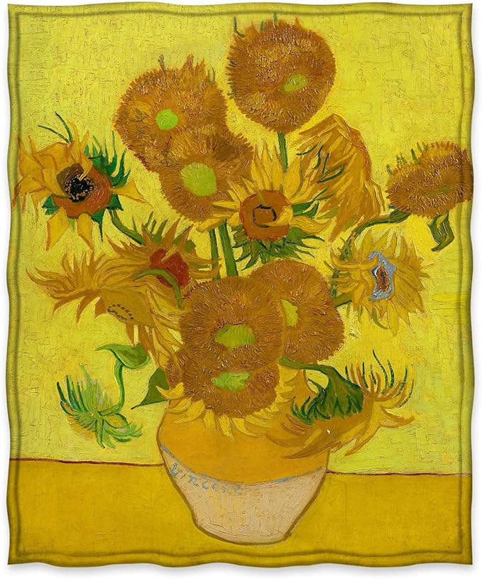 Jekeno Vase with Fifteen Sunflowers Blanket Flower Floral Art Gifts for Women Kids Girls Home Bedroom Living Room Decor Soft Cozy Lightweight Floral Throw Blankets 60"x80"