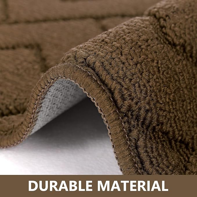 Kitchen Rugs and Mats Sets,2 Pieces Polypropylene Non-Slip Super Absorbent Rug,Soft Comfort Floor Mat,Machine Wash for Kitchen,Hallway,Office,Sink,Laundry(20" x 31.5" Plus 20" x 59",Dark Brown)