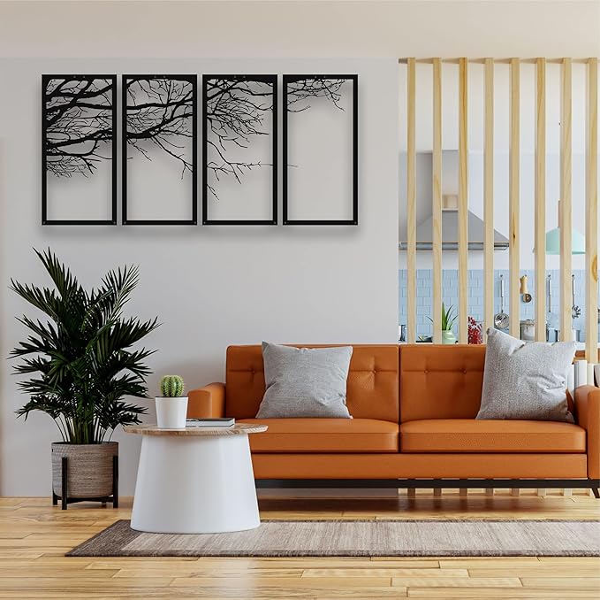 Dekadron Metal Wall Art, Tree of Life, 4 Pieces, Metal Wall Decoration (200 x 100 cm)