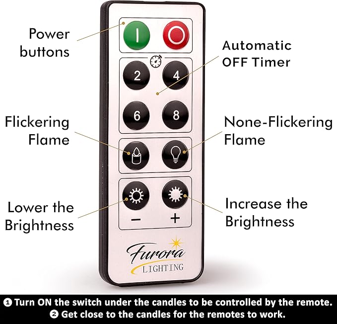 FURORA LIGHTING Gold Real Wax Trim Candles with Remote and Timer, Pack of 8 Pillar & Votive Candles, LED Flameless Flickering Candle for Home Dรฉcor, Battery Included