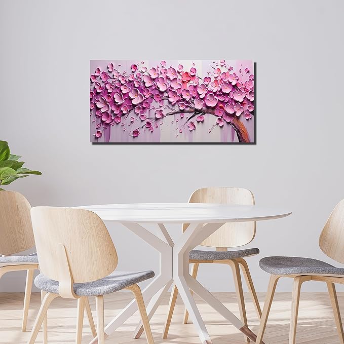Zoyotago Pink Tree of Life Wall Art for Living Room Flower Picture for Bedroom Office Girls' Room Decor Modern Artwork Canvas Prints 20"x40"