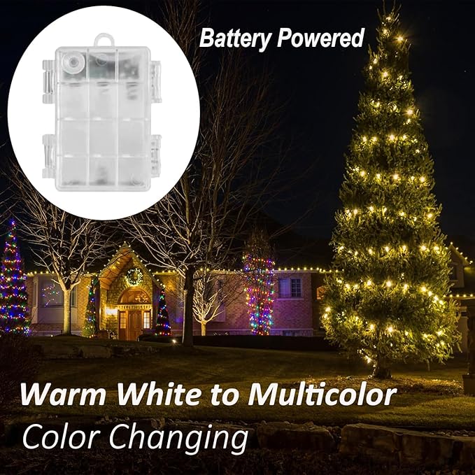 Mocalido 20ft Globe String Lights Battery Operated Outdoor, 40 LEDs Christmas Hanging Lights with Remote, Warm White & Multicolor Waterproof Fairy Lights for Camping Tent Indoor Bedroom Classroom